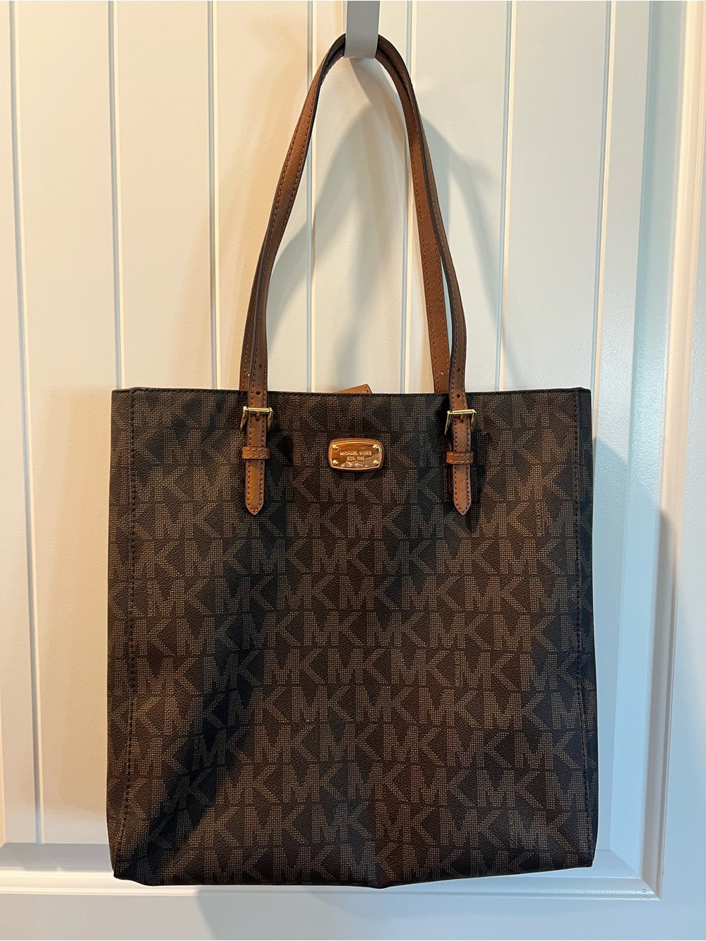 MICHAEL KORS JET SET TRAVEL BROWN LARGE NS PVC LOGO TOTE,SHOULDER HAND BAG
NWT